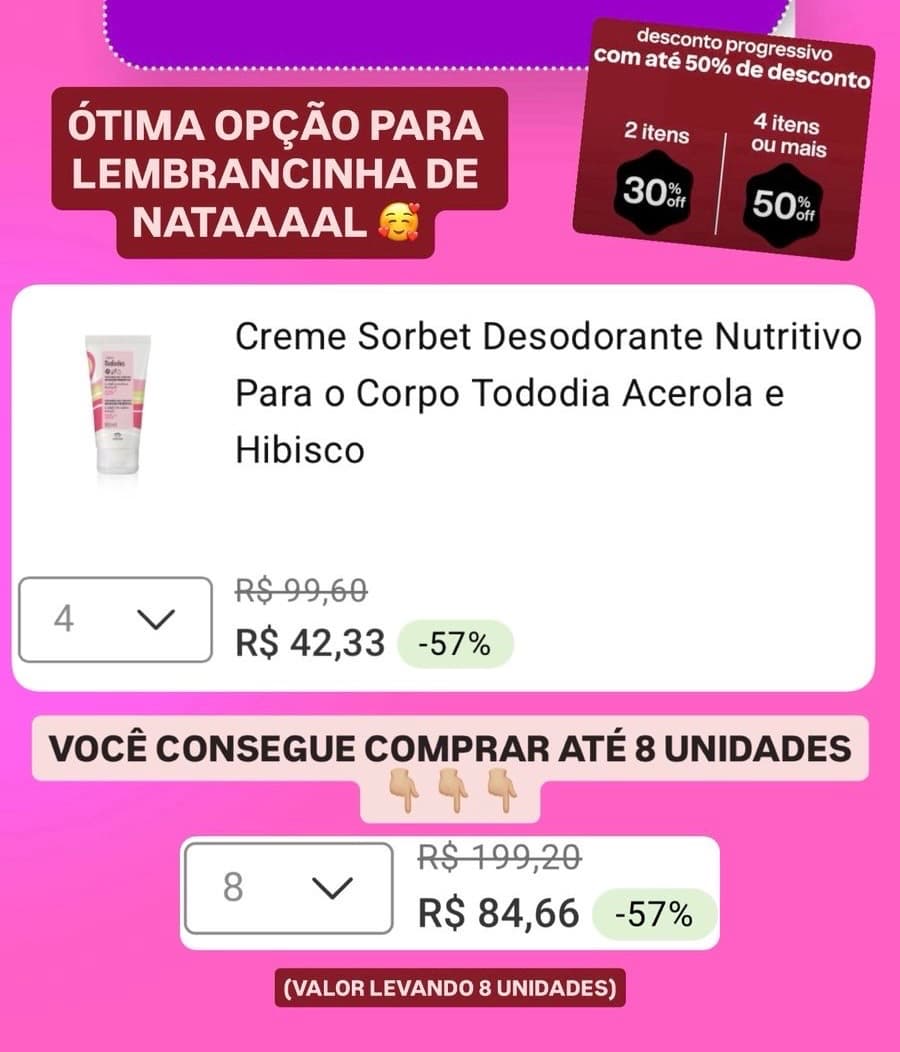 Creme Sorbet Desodorante Nutritivo Para o Corpo Tododia Acerola e Hibisco